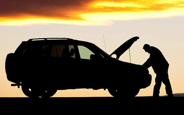 car broken down on roadside